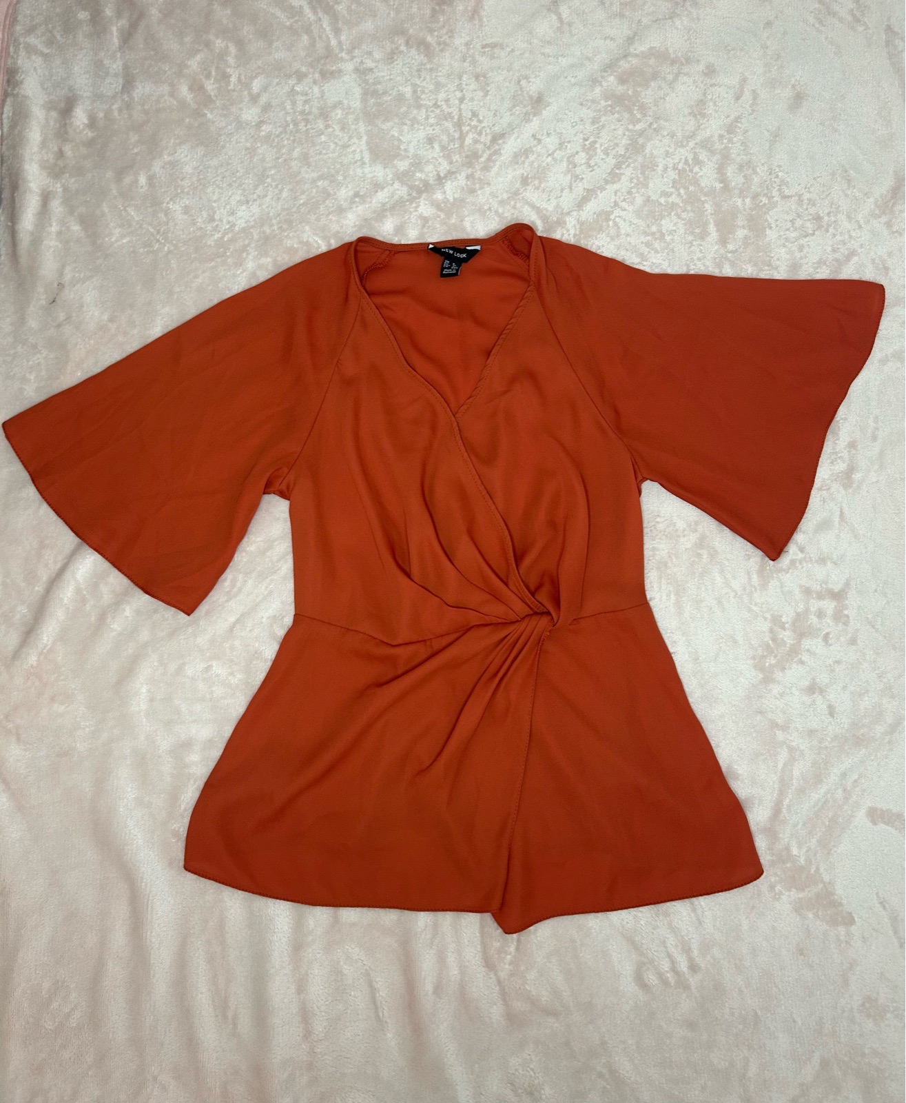 Red peplum style wrap top chiffon size 8