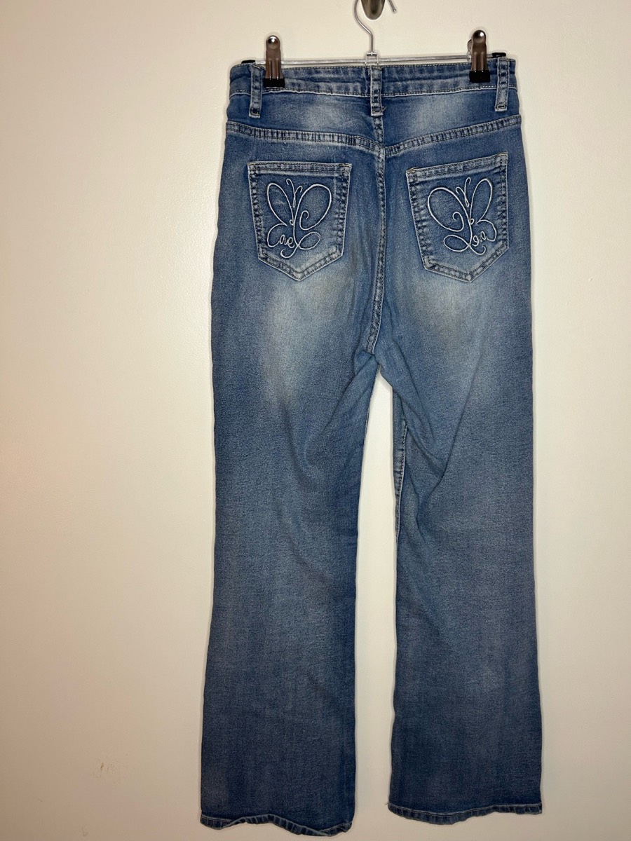 Shein embroidered bootcut jeans waist 27 Y2K