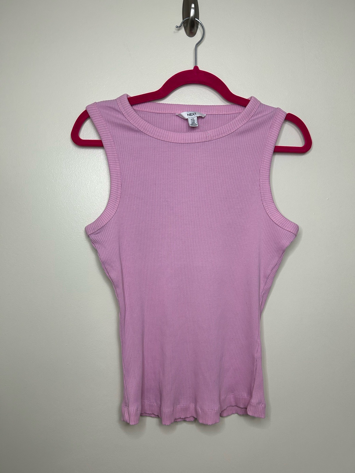 Next 100% cotton ribbed pink vest top