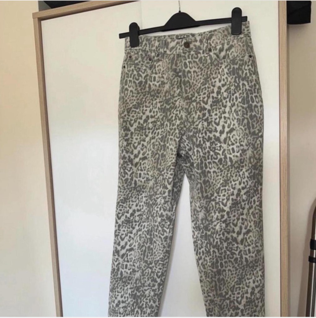 Grey leopard print high waisted jeans
