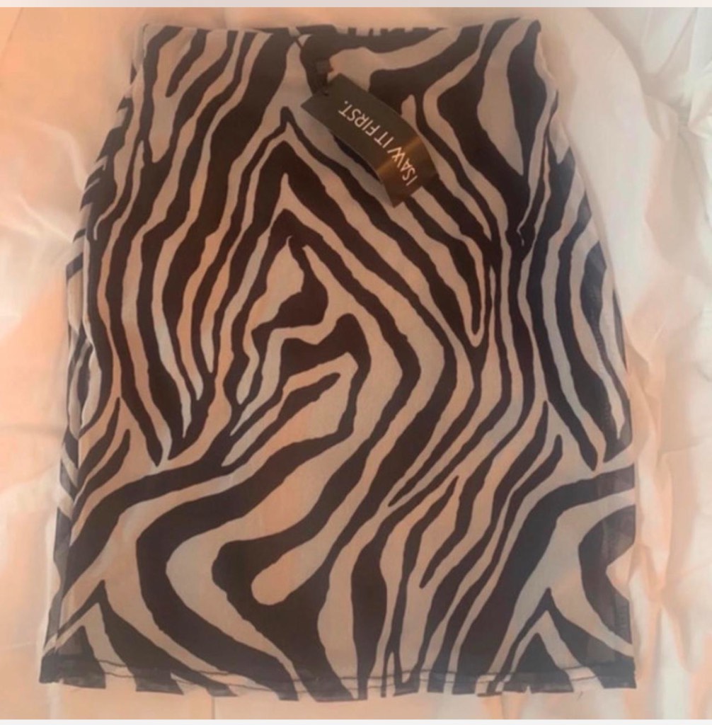 I saw it first zebra print skirt