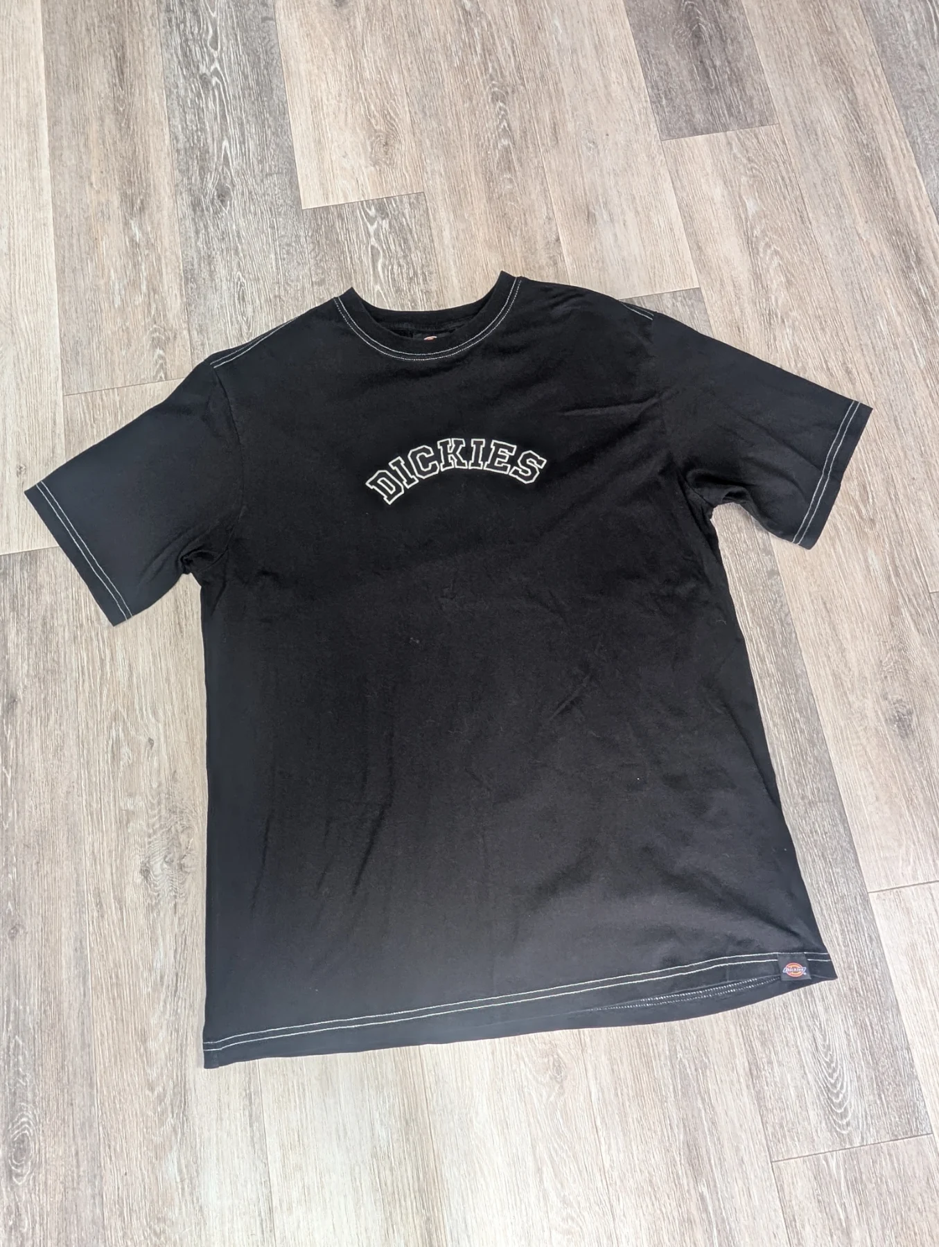 Dickies Black Arch Embroidery T-Shirt - Contrast Stitching - Size XL