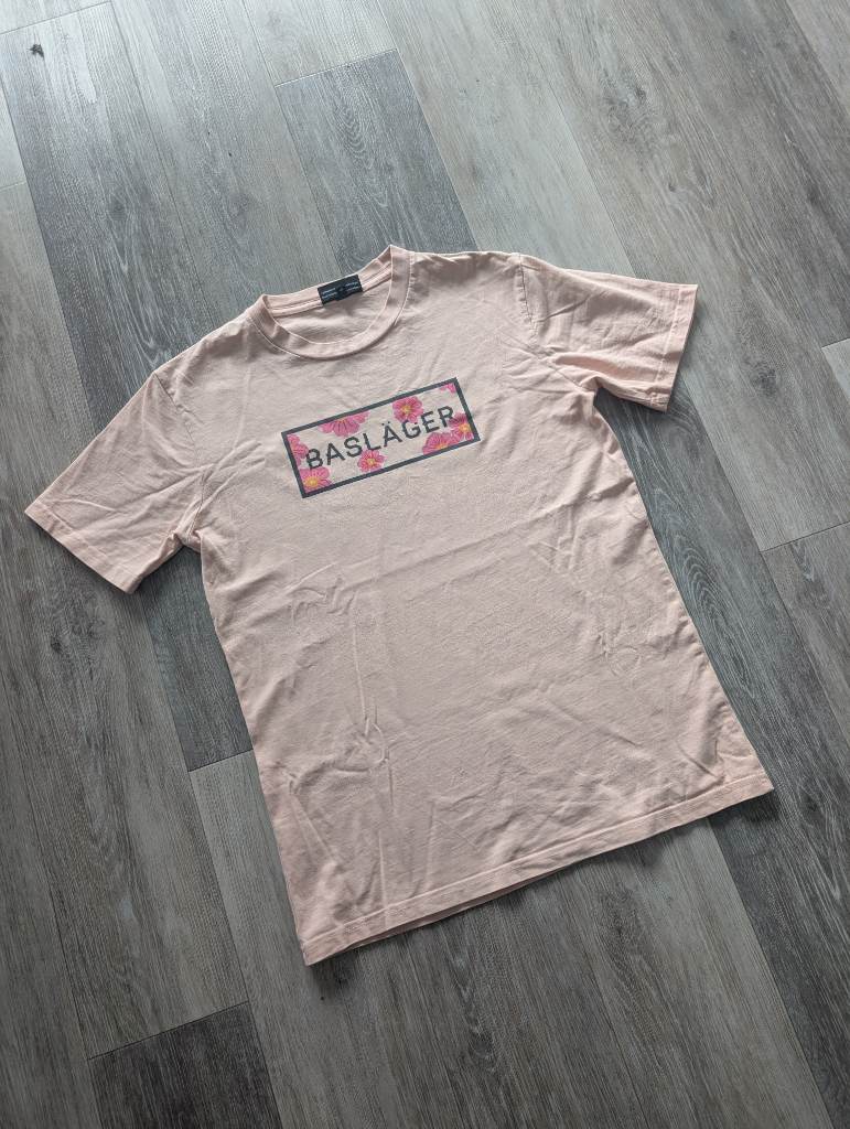 Baslager Floral Box Logo T-Shirt - Pale Pink / Peach - Size S