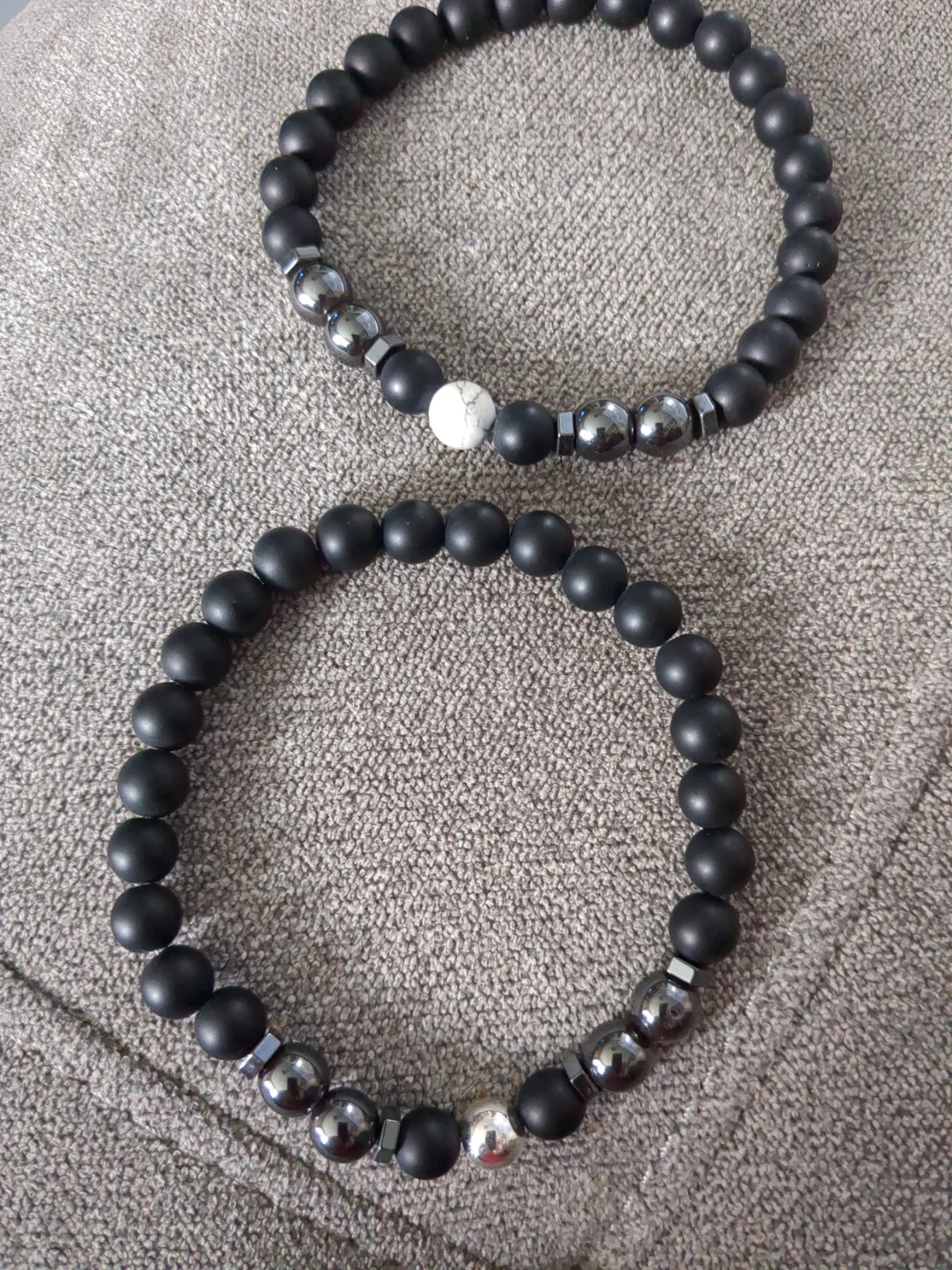 Mens stretch beaded bracelets. Set of 2. New