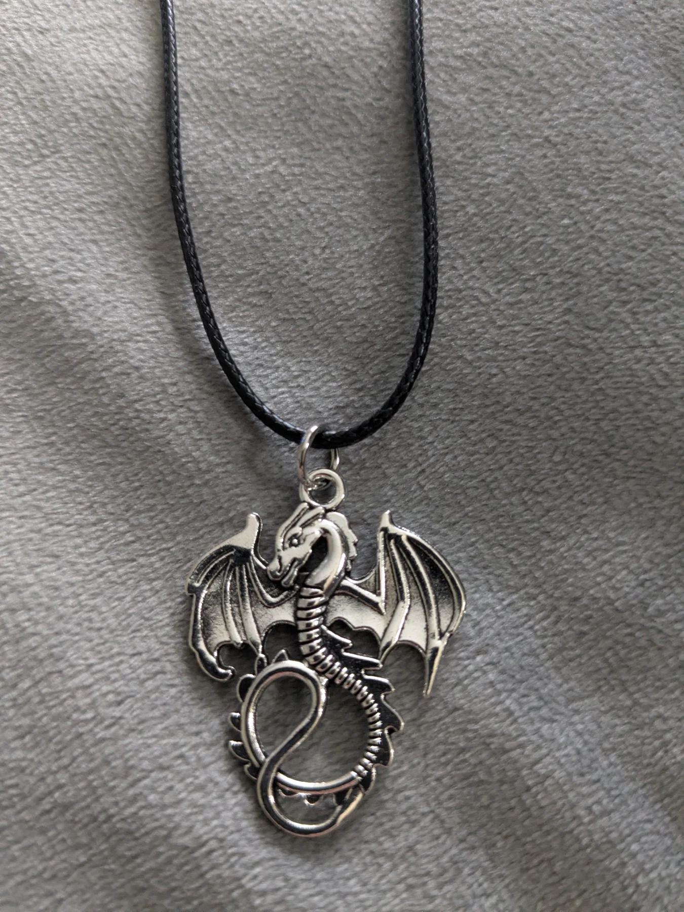 Dragon pendant corded necklace. New