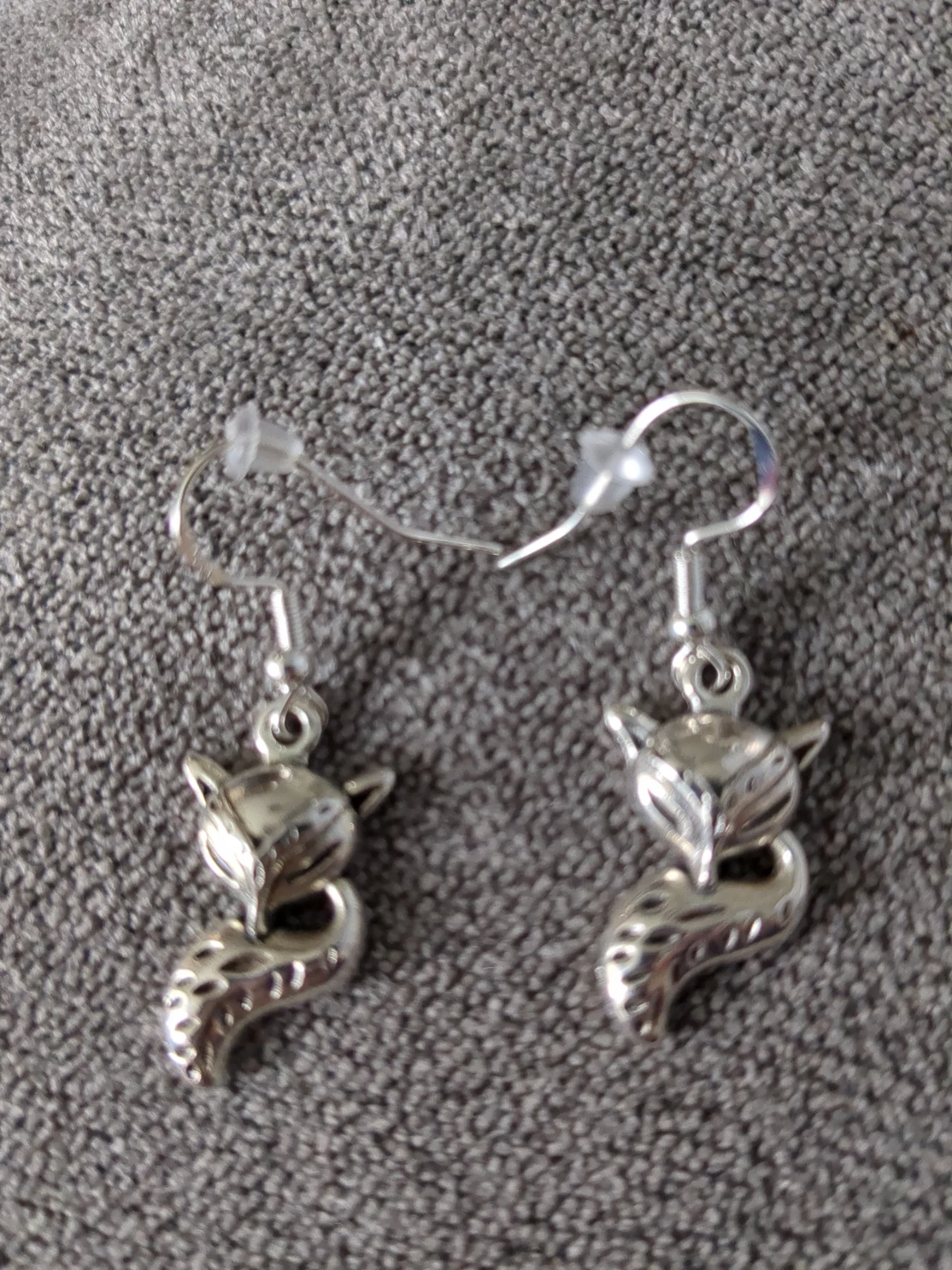 Cute fox earrings. Hooks 925 marked silver plated.