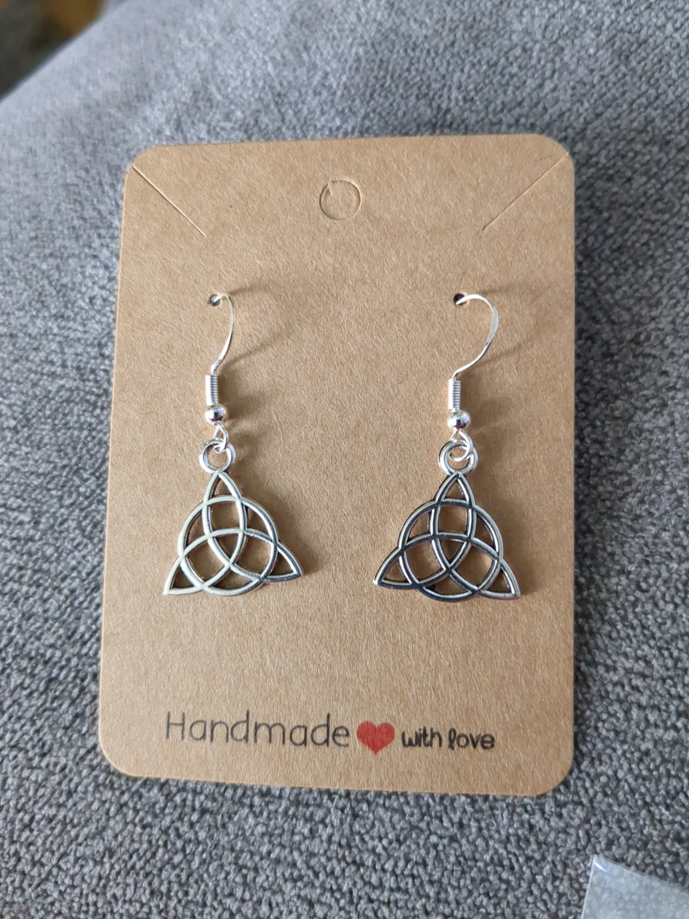 Celtic triquetra earrings. Hooks 925 marked silver plated.