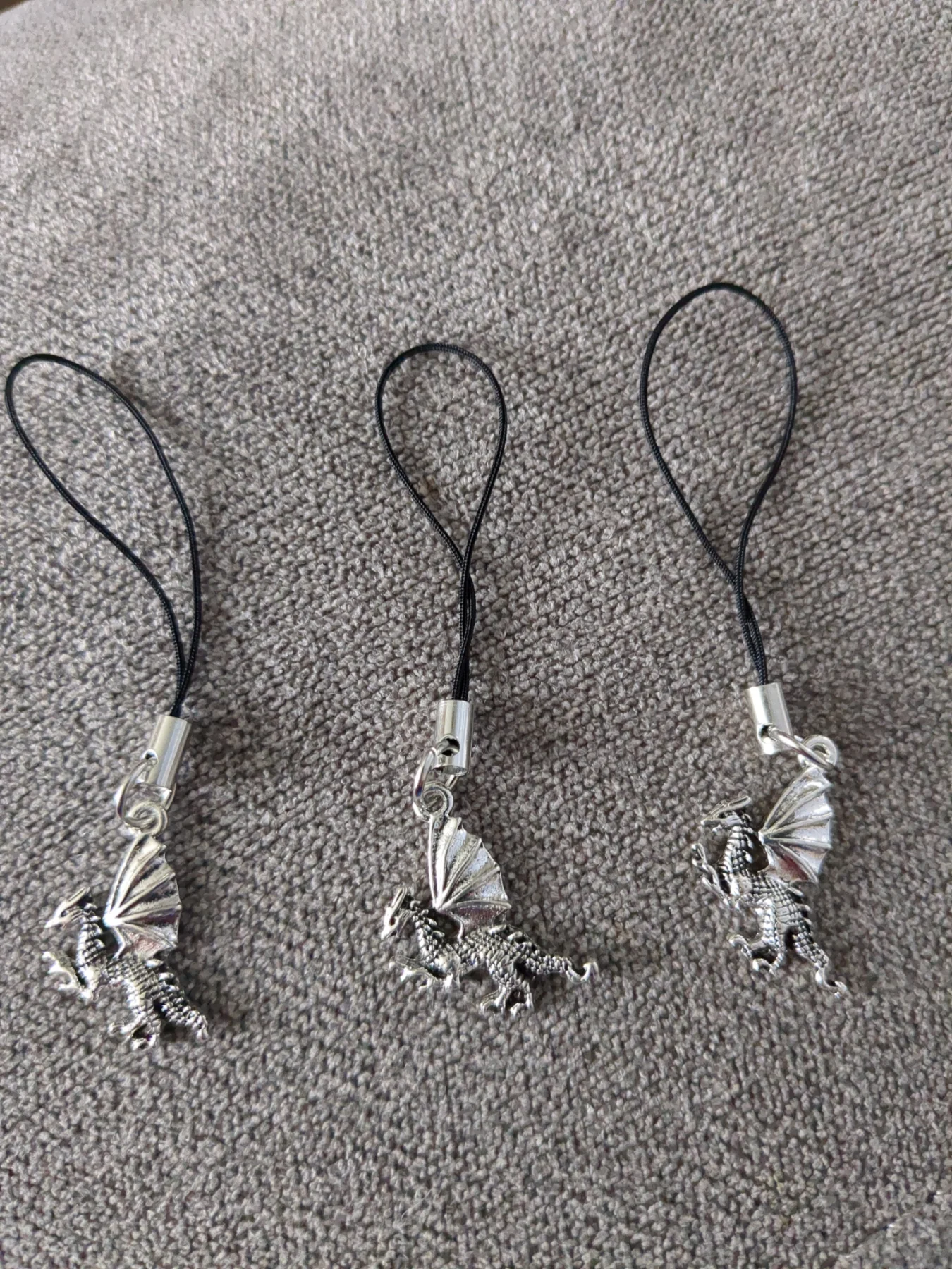 Dragon mobile phone charms. Set of 3. New