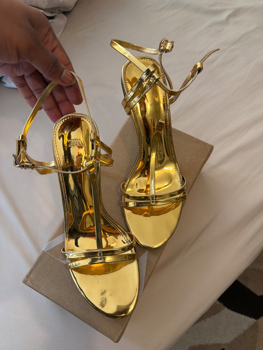 Gold sandal heels