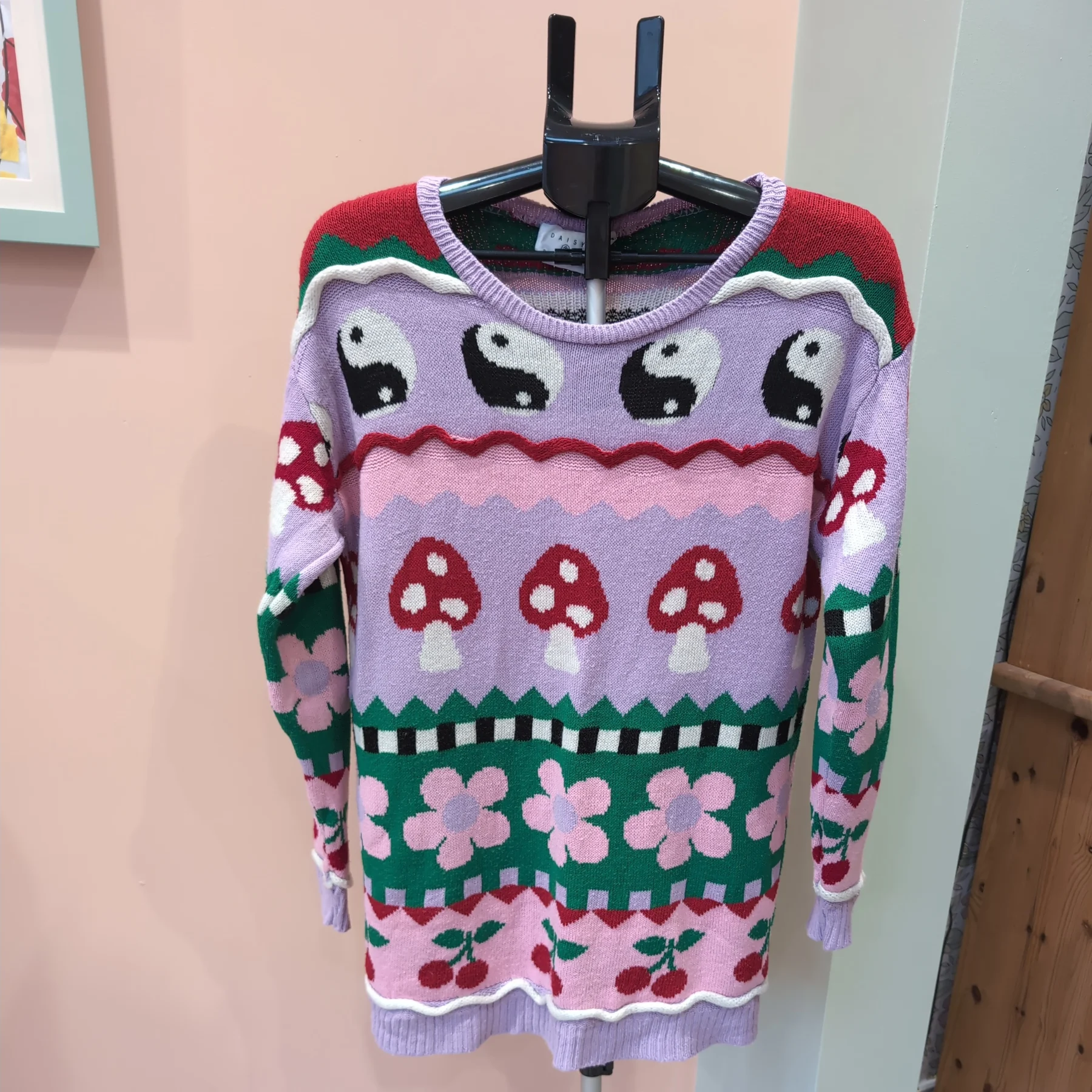 Daisy Street Yin & Yang Knitted Retro Style Long Sleeved Jumper - Y2K, 00s, 90s - Women’s UK size 12