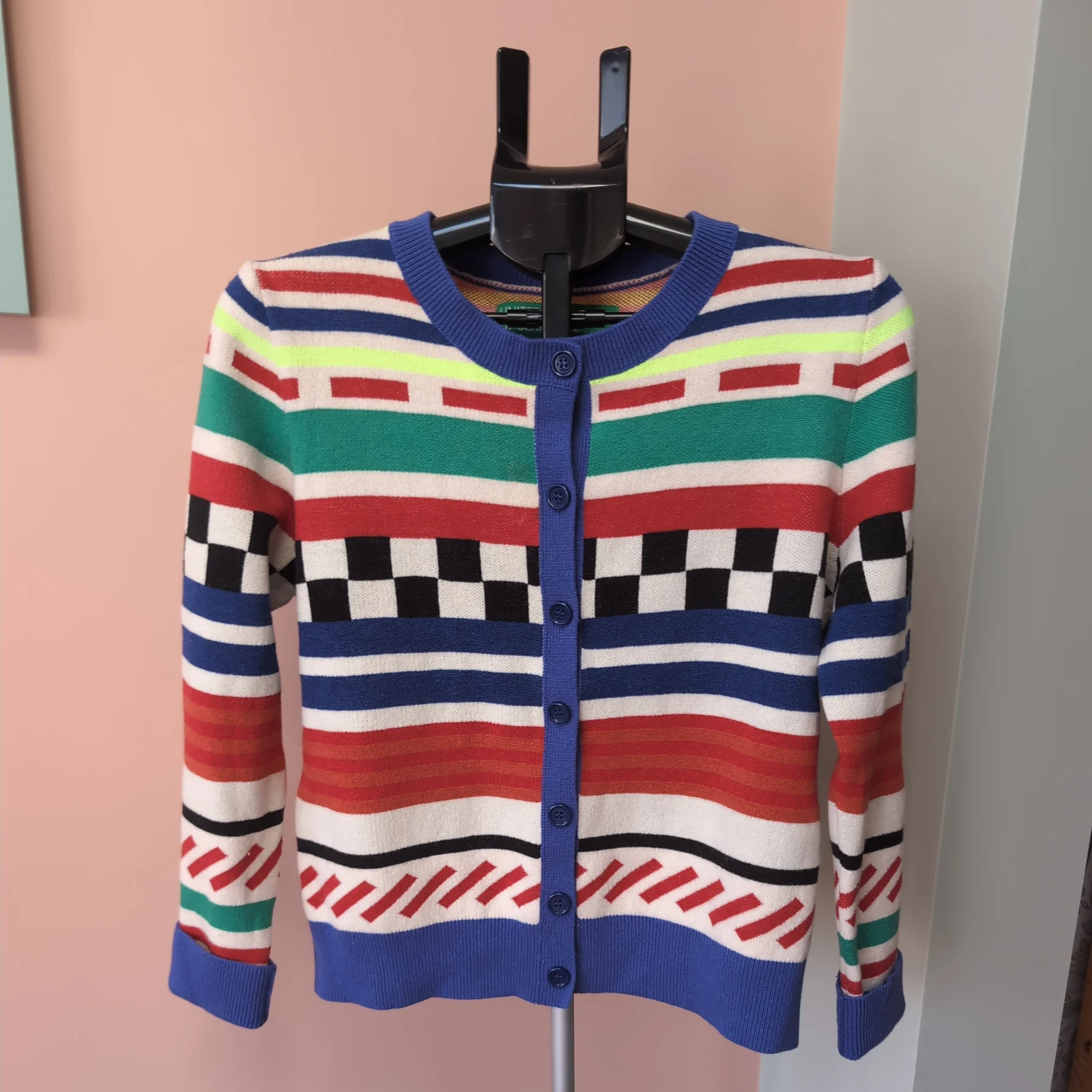 United Colors of Benetton Retro Bold Button Up Cardigan – 80s, 90s - Women’s UK Size 10 - 12