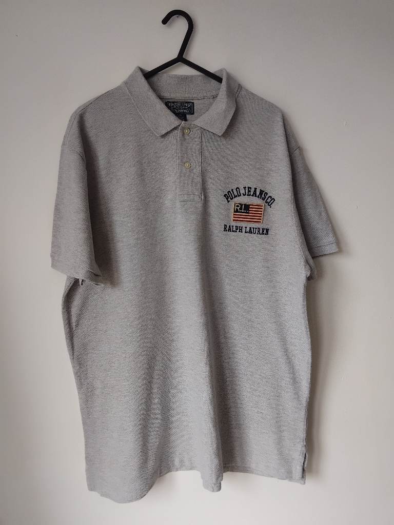 Men's polo Jeans Co. Ralph Lauren Grey Polo Shirt size large