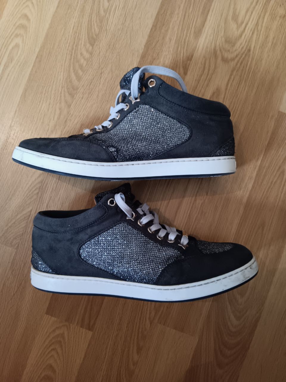 Jimmy Choo Black Glitter Miami Trainers