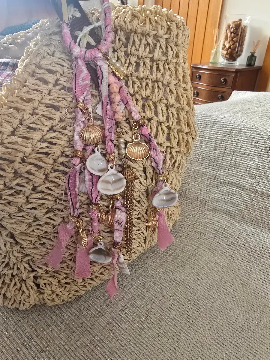 Pink carabiner bag charm