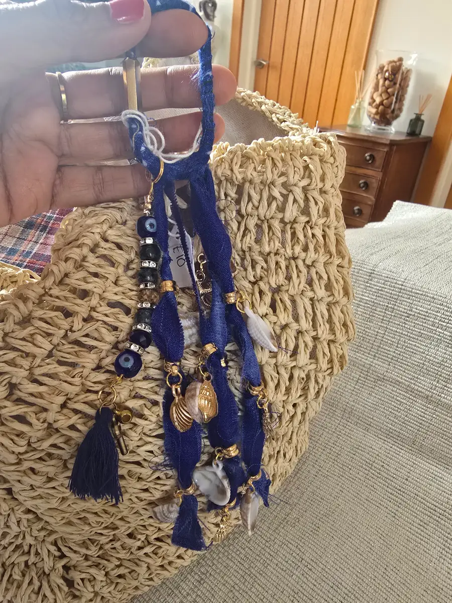 Carabiner bag charm blue