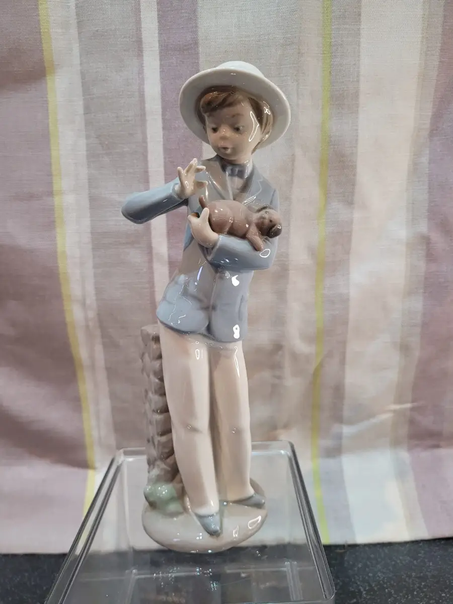 Nao by Lladro Boy with Dog Figurine