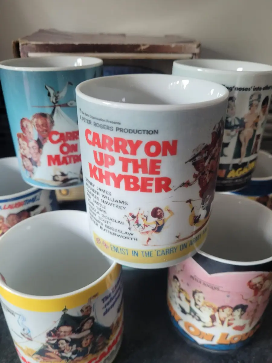 Rare "Carry On" Films Collectable Mug Box Set (Set of 8)