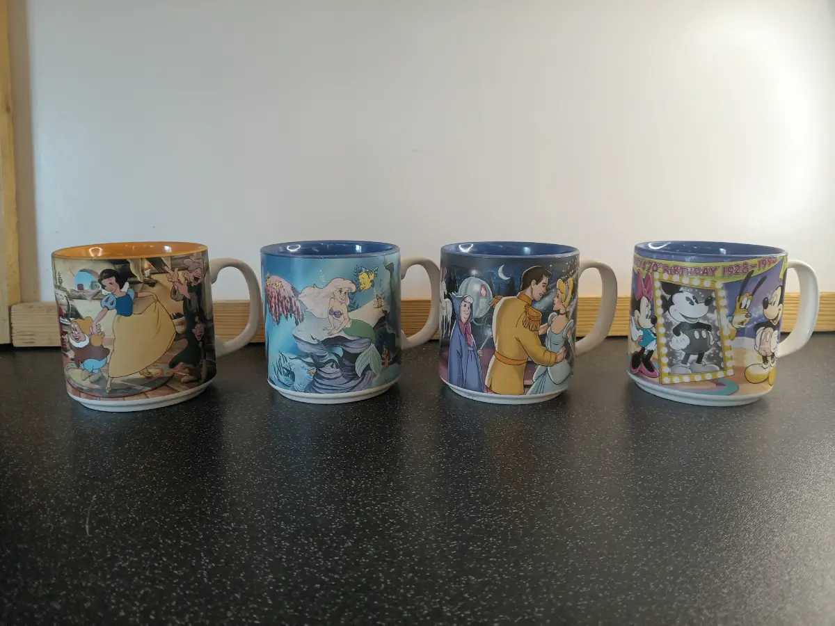 Vintage Disney Character Mugs Sets from the 1990s