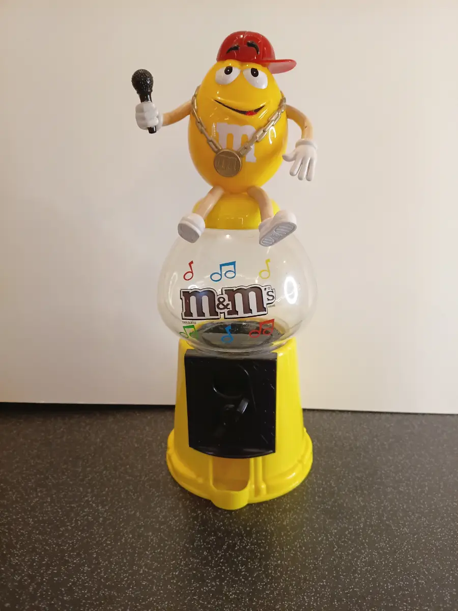 M&Ms Sweet Dispenser Coin Money Bank 2010 yellow microphone m&m s