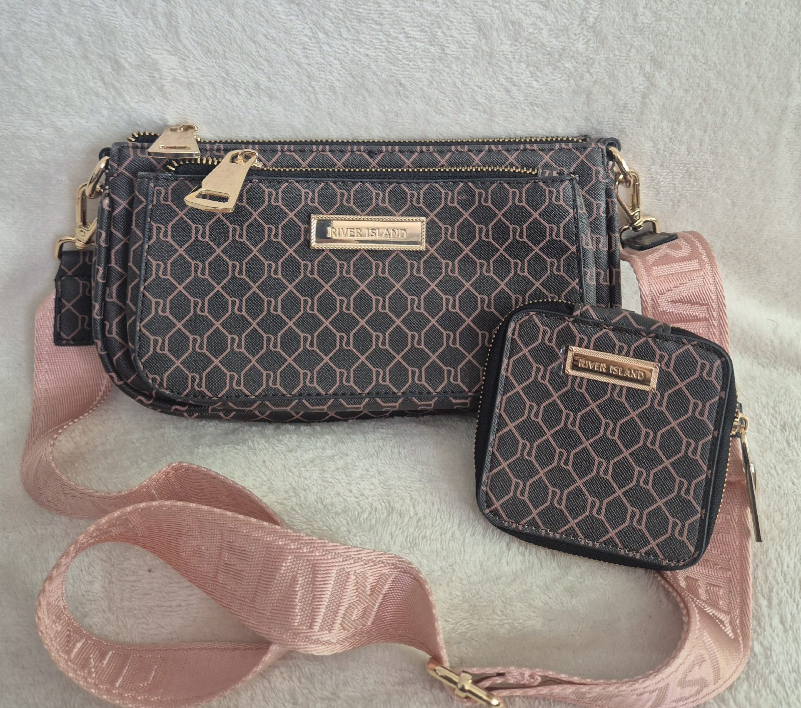Ladies brown river island handbag and matching purse