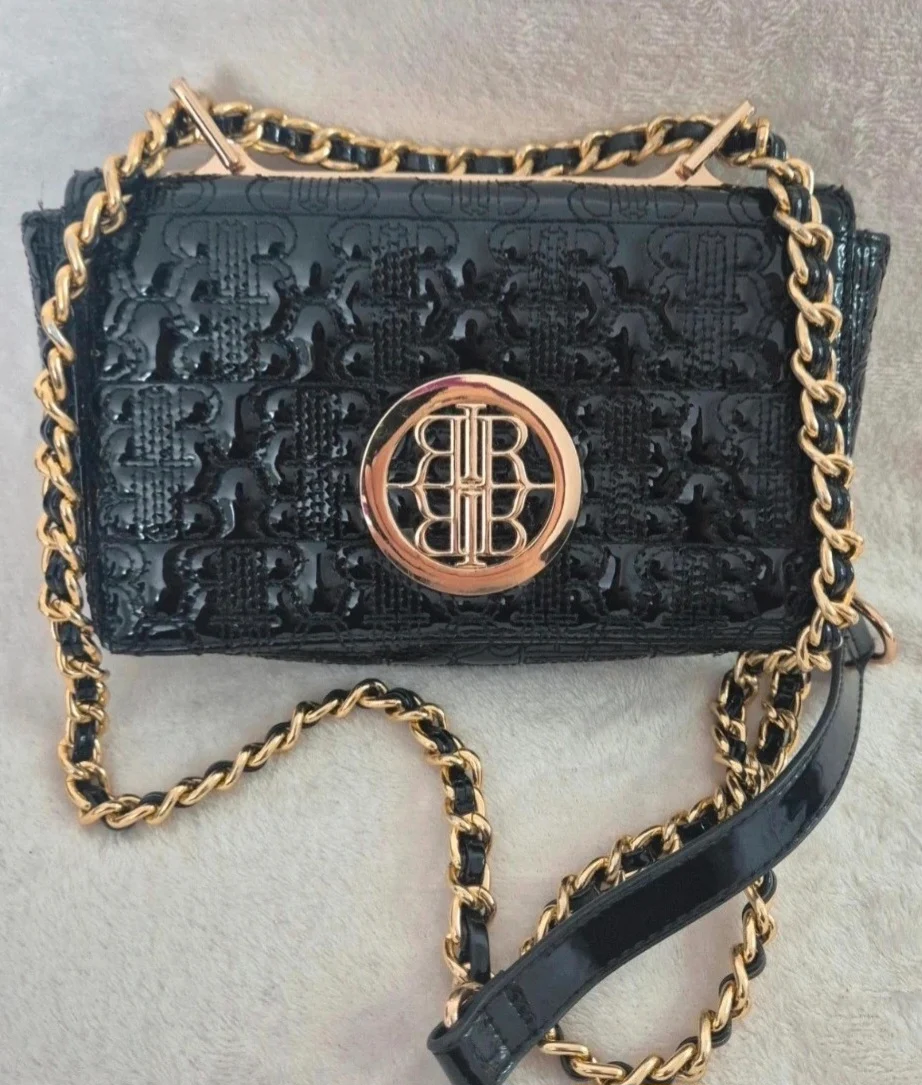 Ladies River Island black shiny handbag