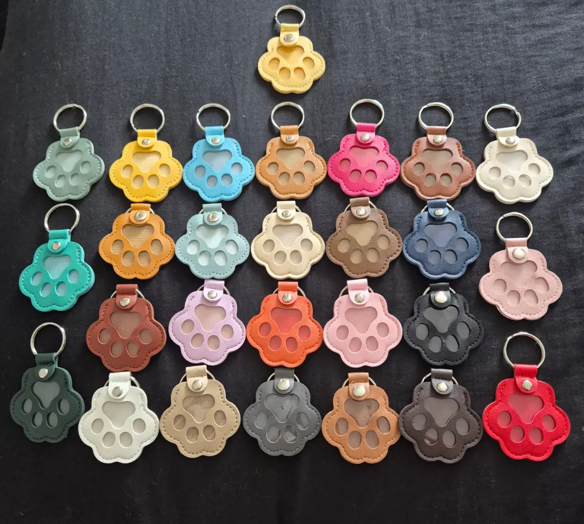 Cat or dog paw print hair keyring