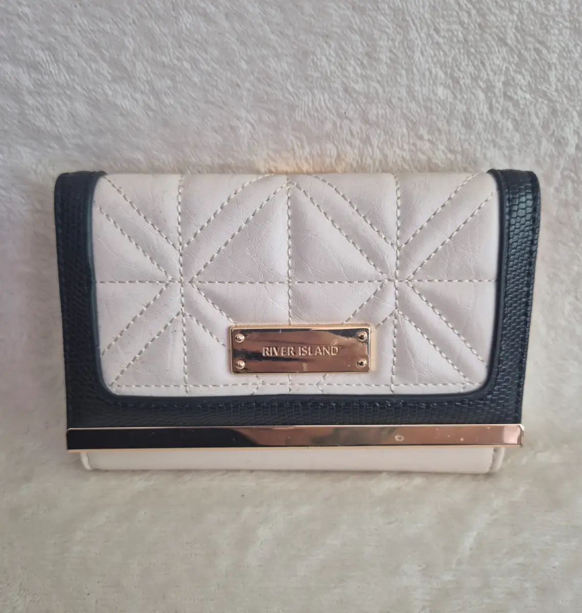 Ladies cream and black River island purse