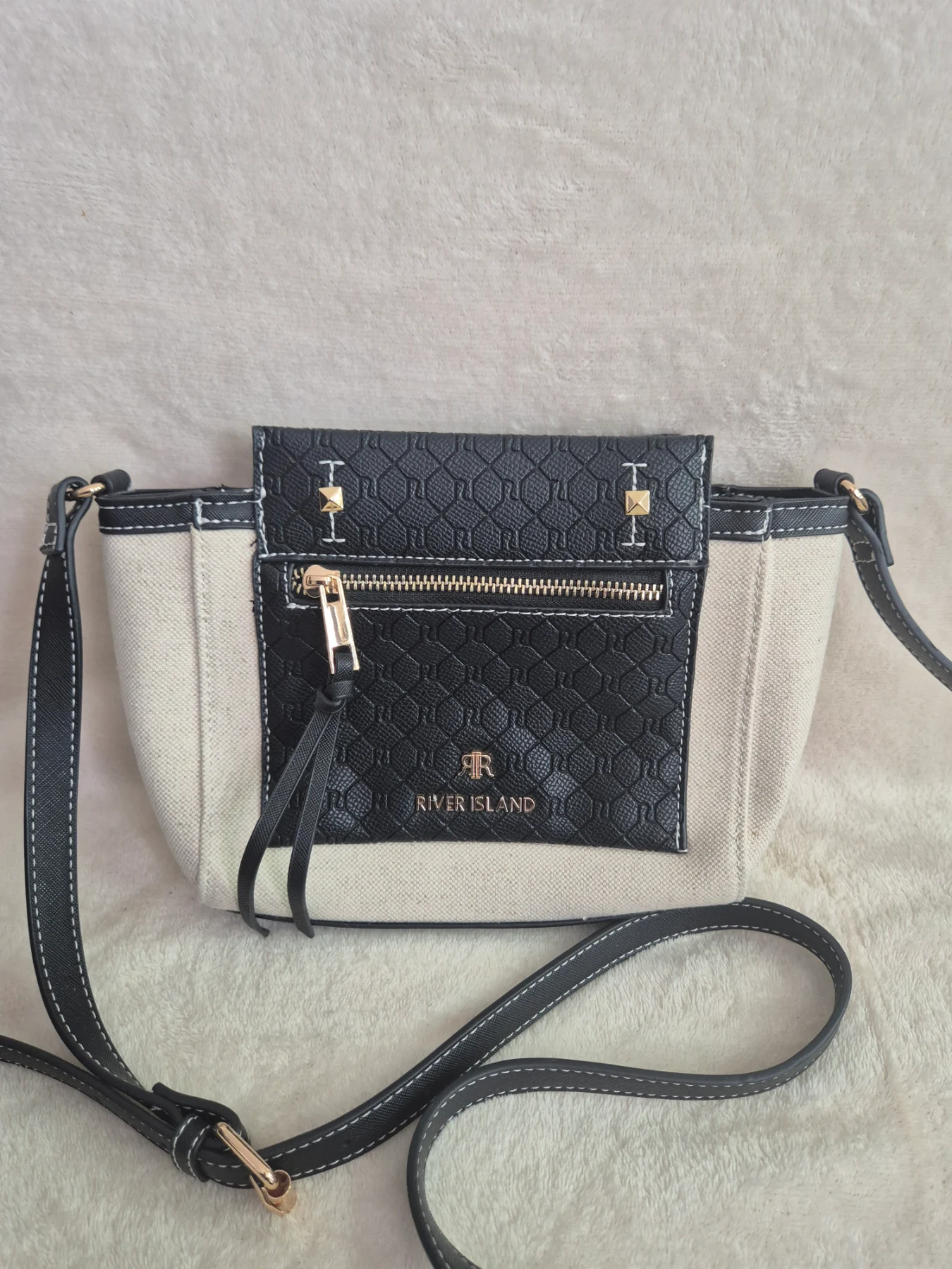Ladies black and cream River Island handbag