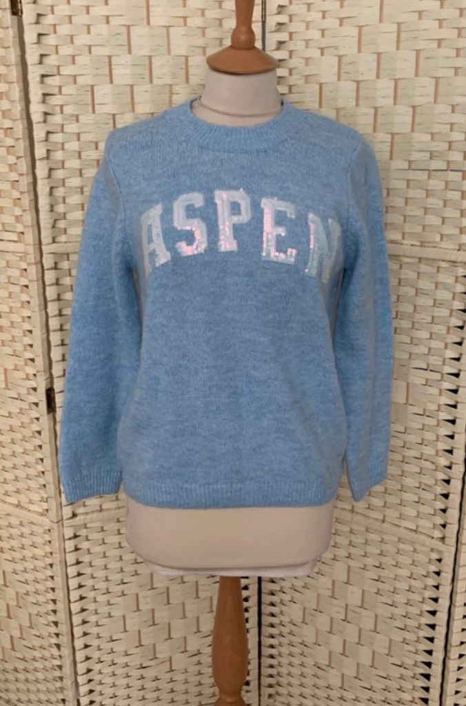 Primark New With Tag Blue Sequin Stretch Jumper Size 2XS 4-6