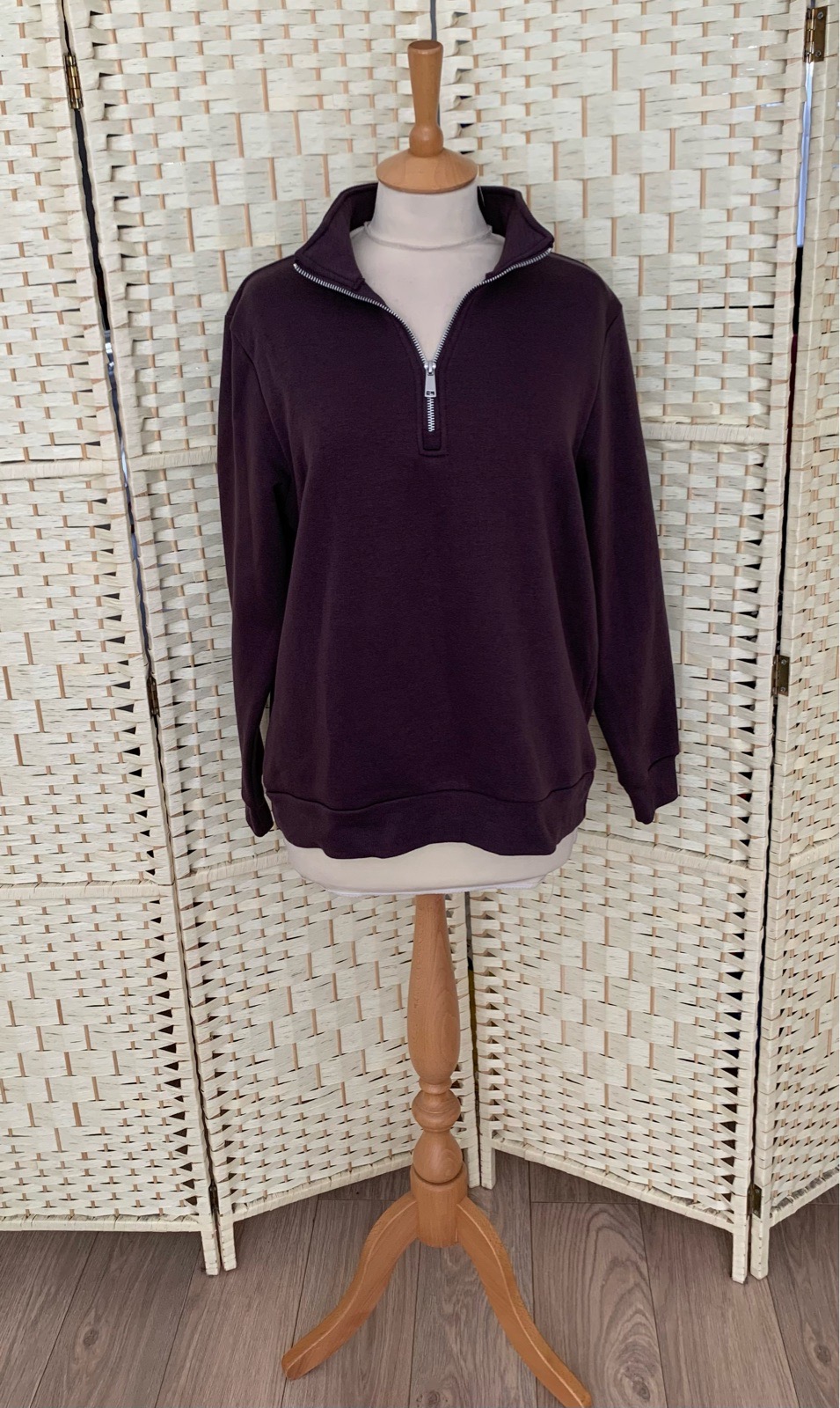 Peacocks Mauve Half Zip Sweatshirt Size Medium 12-14