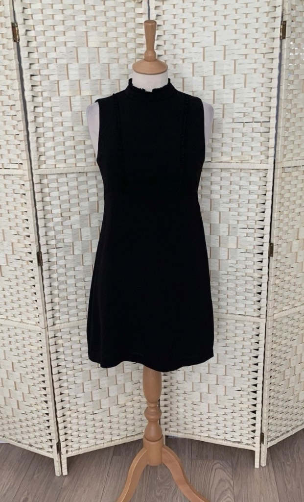 New Look Black Sleeveless Frill Trim Dress Size 8