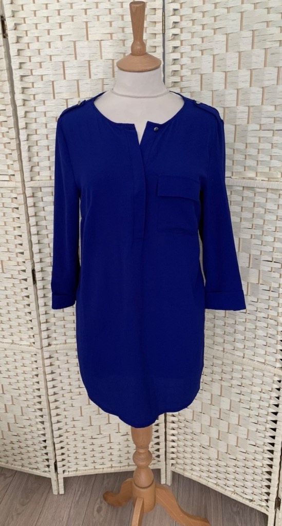 Papaya by Matalan Blue Mixed Fabric Blouse Top Size 10