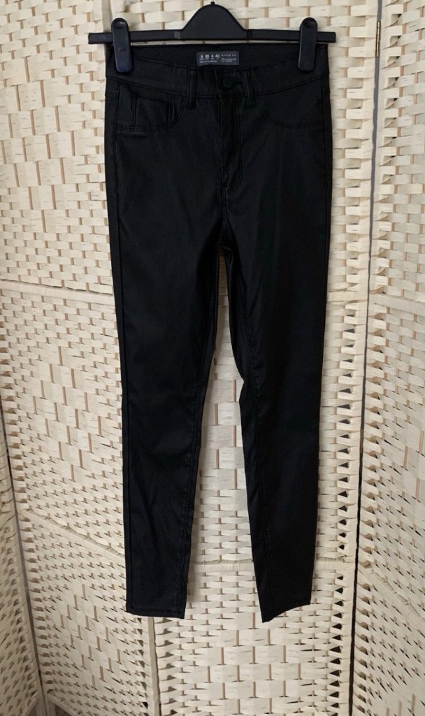 Primark Black Leather Look Skinny Trousers Size 8