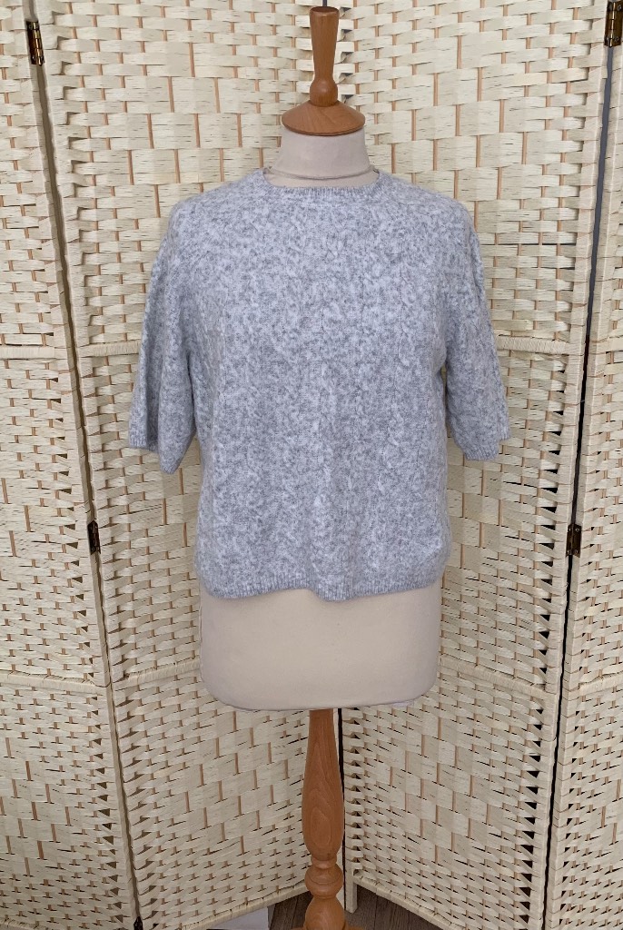 George Light Grey Super Soft Short Sleeve Cropped Jumper Size XS 4-6