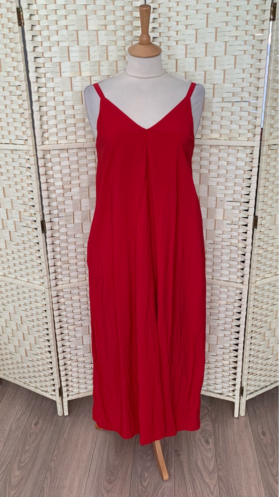 F&F Red Strappy Flared Long Dress Size 8
