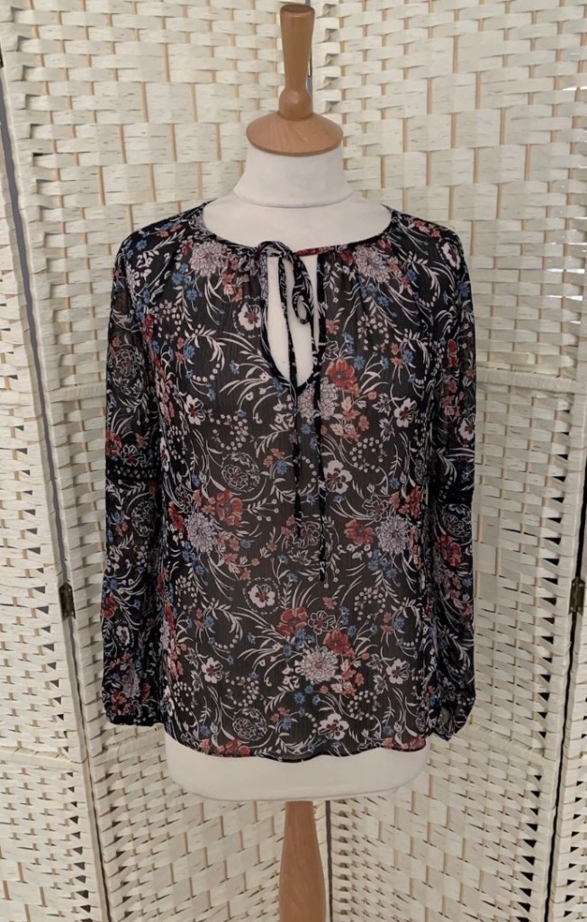 Warehouse Sheer Loose Fit Long Sleeve Blouse Top Size 6