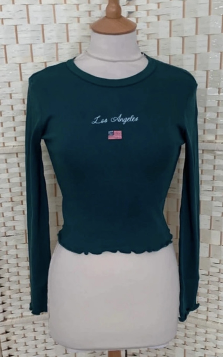 F&F New With Tag Green Stretch Ribbed Cropped Top Size 6