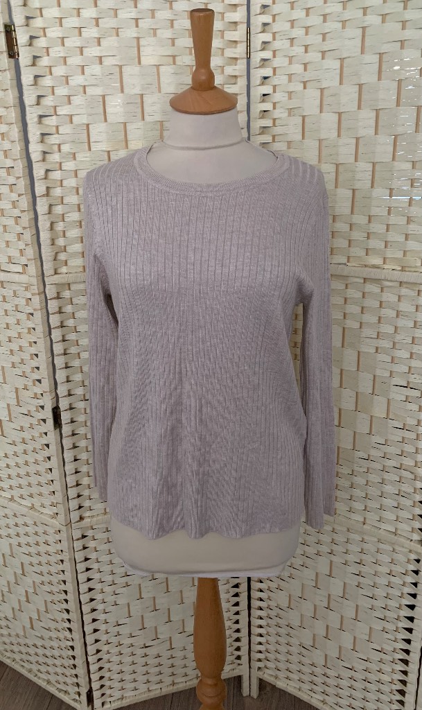 Peacocks Beige Stretch Ribbed Long Sleeved Top Size 14