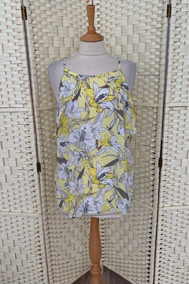 Dorothy Perkins Yellow Floral Floaty Top Size 18