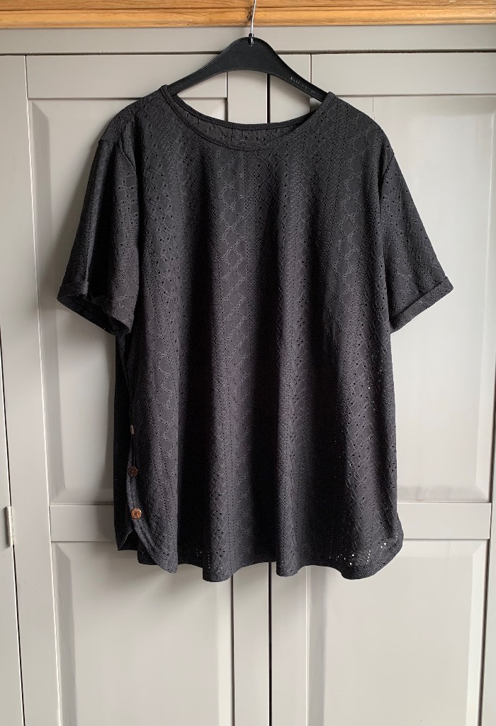 Shein Black Short Sleeve Top Size XL 16-18