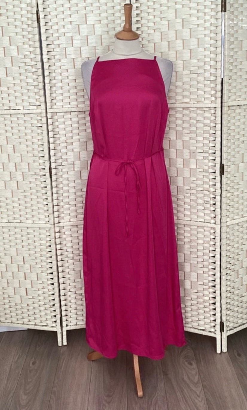 River Island Pink Silky Satin Midi Dress Never Worn Size 12