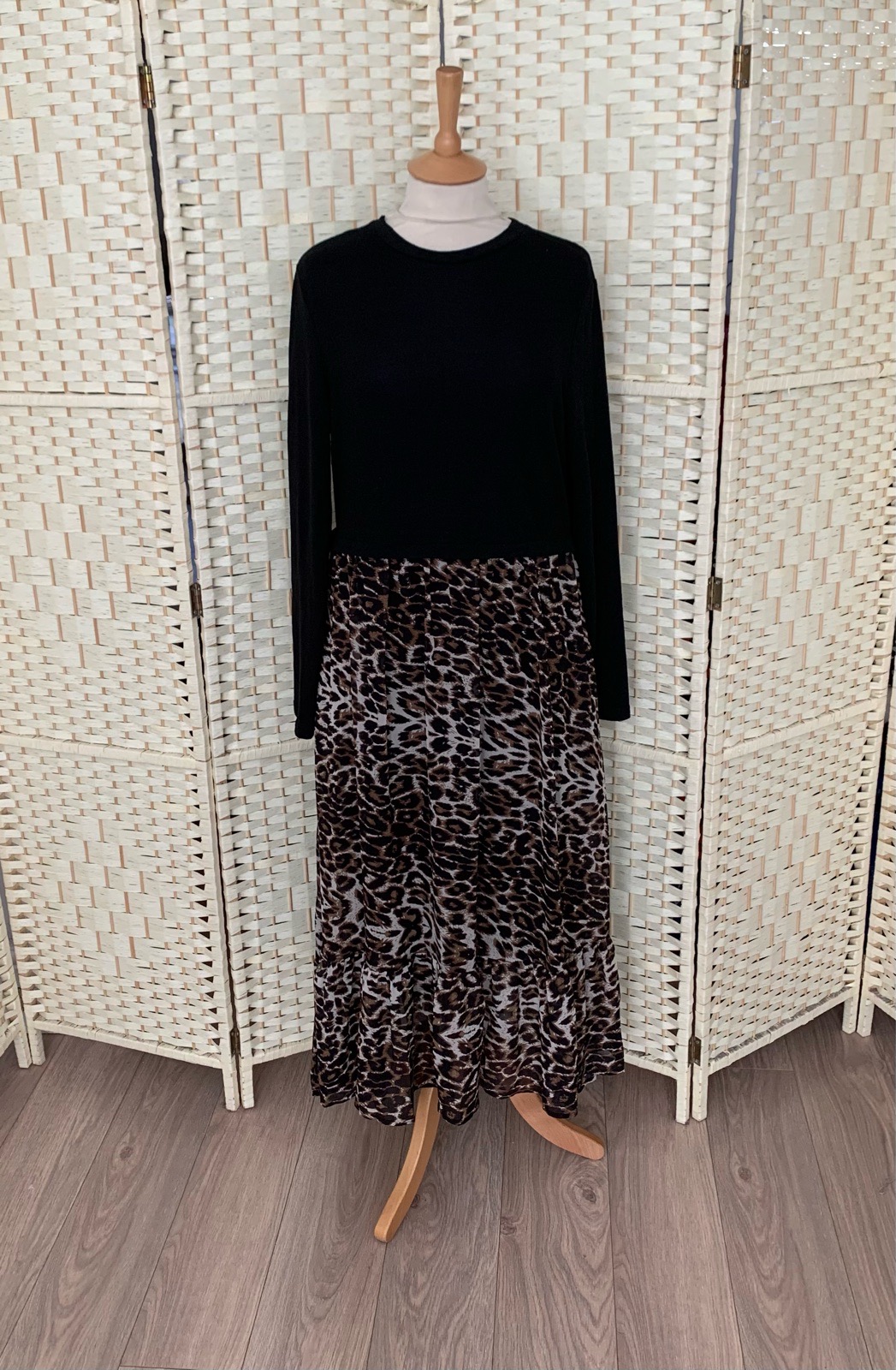 Roman 2 In 1 Animal Print Midi Skirt Dress Size 14