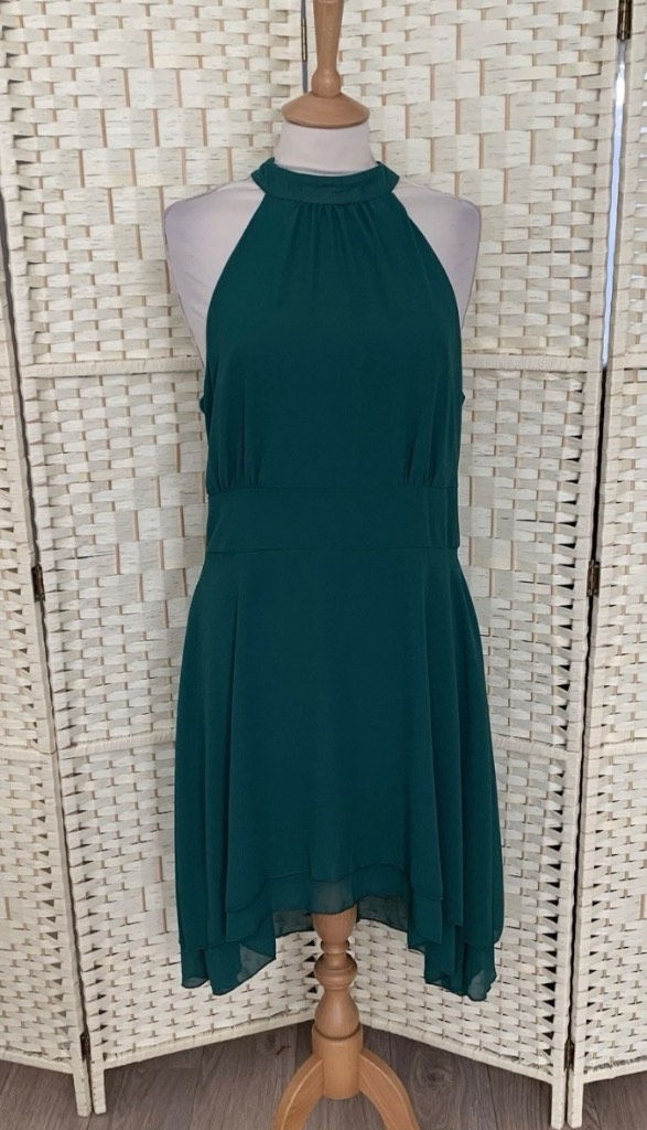 Shein Green Floaty Dipped Hem Dress Size Large 12-14