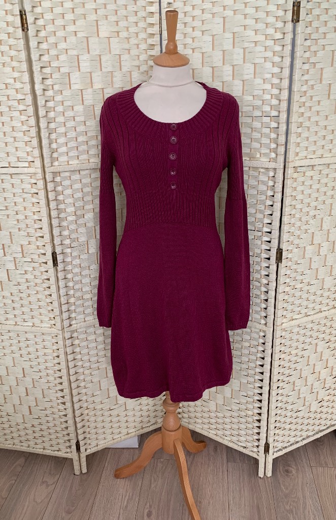 BCP Bonprix Collection Magenta Stretch Knit Dress Size 8-10