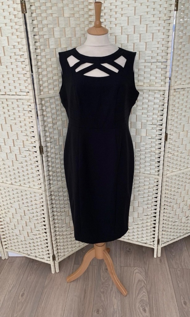 M&Co Black Cut Out Neckline Dress Size 14