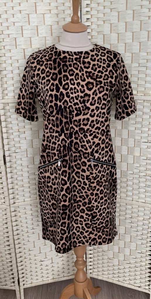 Peacocks Animal Print Short Sleeve Stretch Dress Size 10