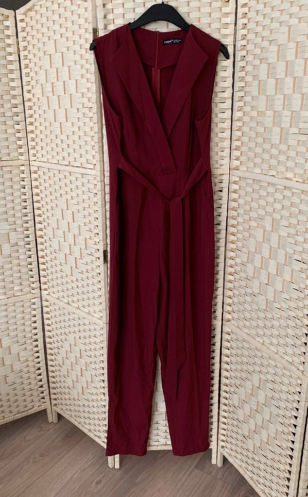 Shein Dark Red Tapered Leg Jumpsuit Size Large 12-14