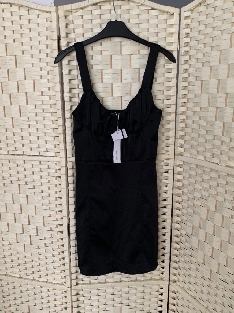 Bershka New With Tags Black Silky Feel Short Dress Size Small / 8
