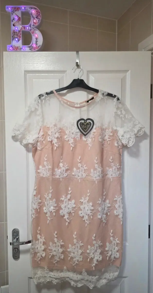 Club L White Lace Overlay Midi Dress (Size 20)