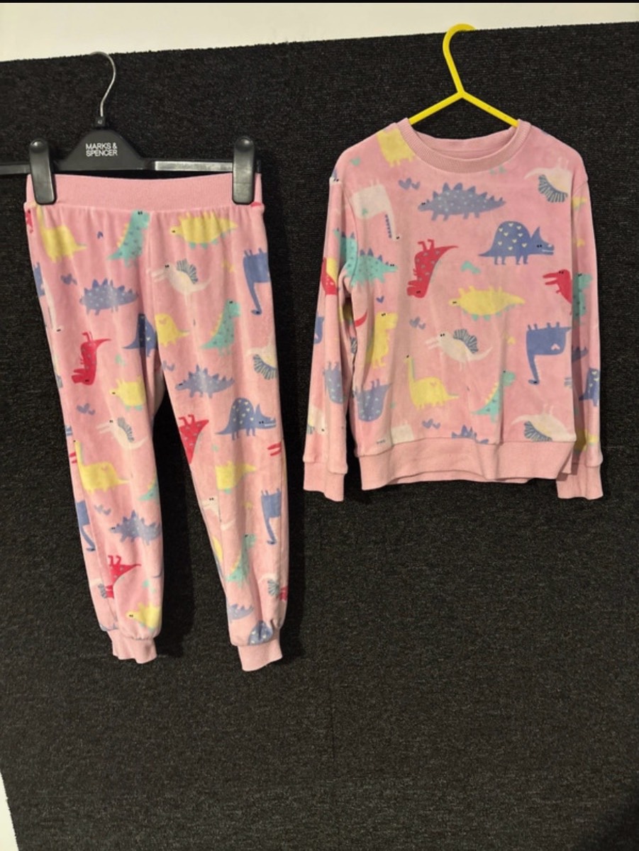 F&F Girls Pink Dinosaur Pyjama Set 5-6 Years